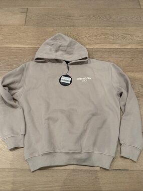 White Fox Boutique Beige Hoodie with Chest Logo